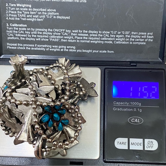 Vintage Kachina Mask Faux Turquoise Southwestern Style Squash Blossom Necklace - Picture 6 of 13